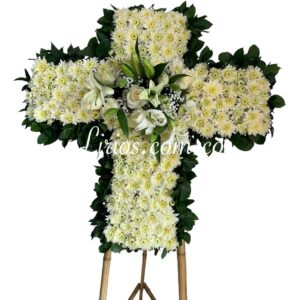 Pedestal Fúnebre Tapizado en Forma de Cruz