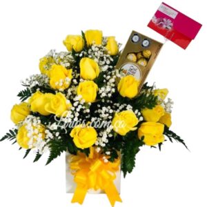 Cubo Rosas Amarillas Cali Chocolates