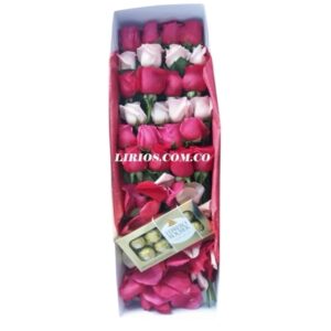 Caja de rosas y chocolate flores en Cali