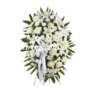 Corona Fúnebre Flores blancas y Lirios