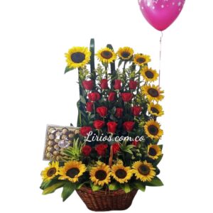 Ramo de Rosas y Girasoles