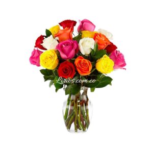 Jarrón Rosas Colores Floristeria